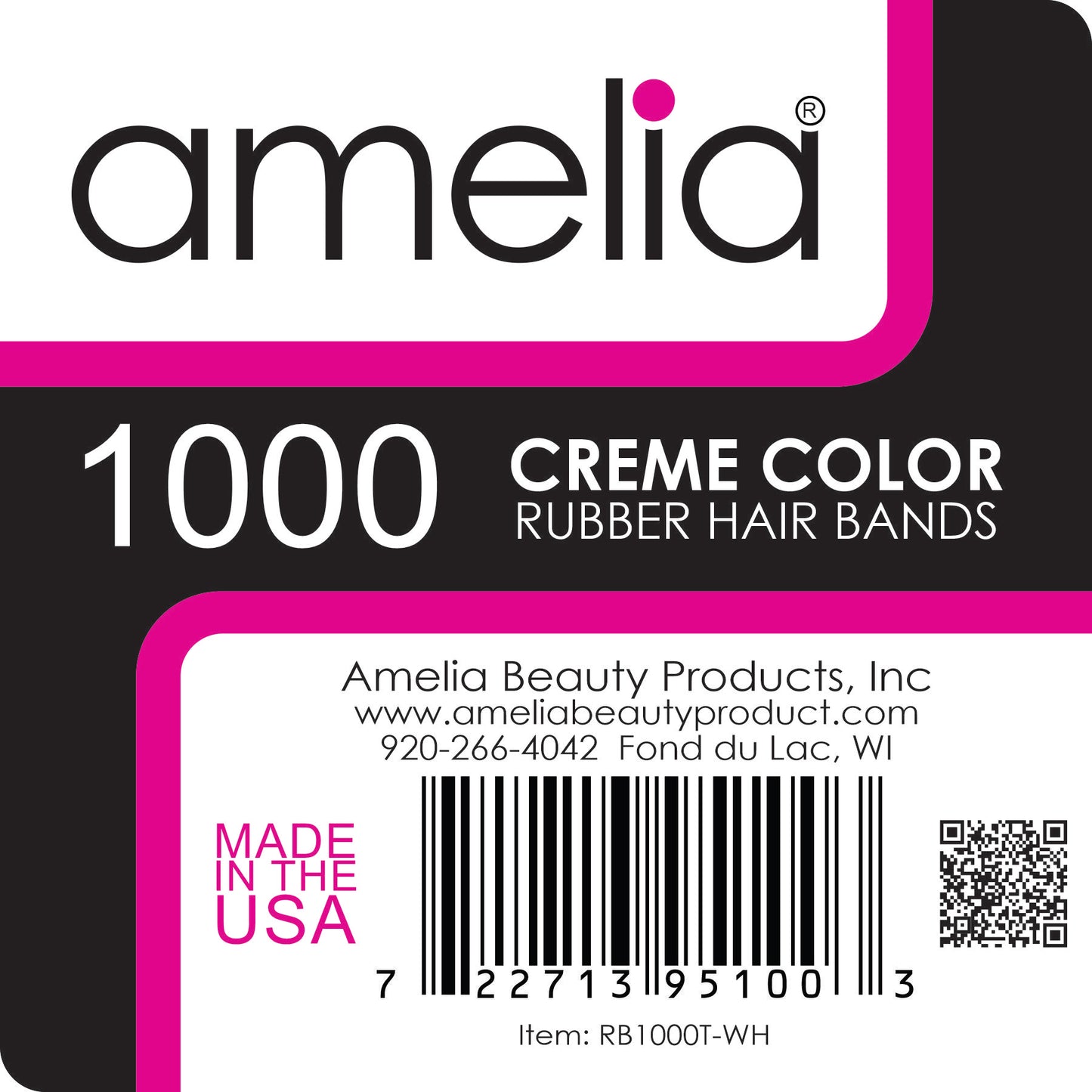 Amelia Beauty | 1/2in, Creme, Elastic Rubber Band Pony Tail Holders | Made in USA, Ideal for Ponytails, Braids, Twists, Dreadlocks, Styling Accessories for Women, Men and Girls | 1000 Pack