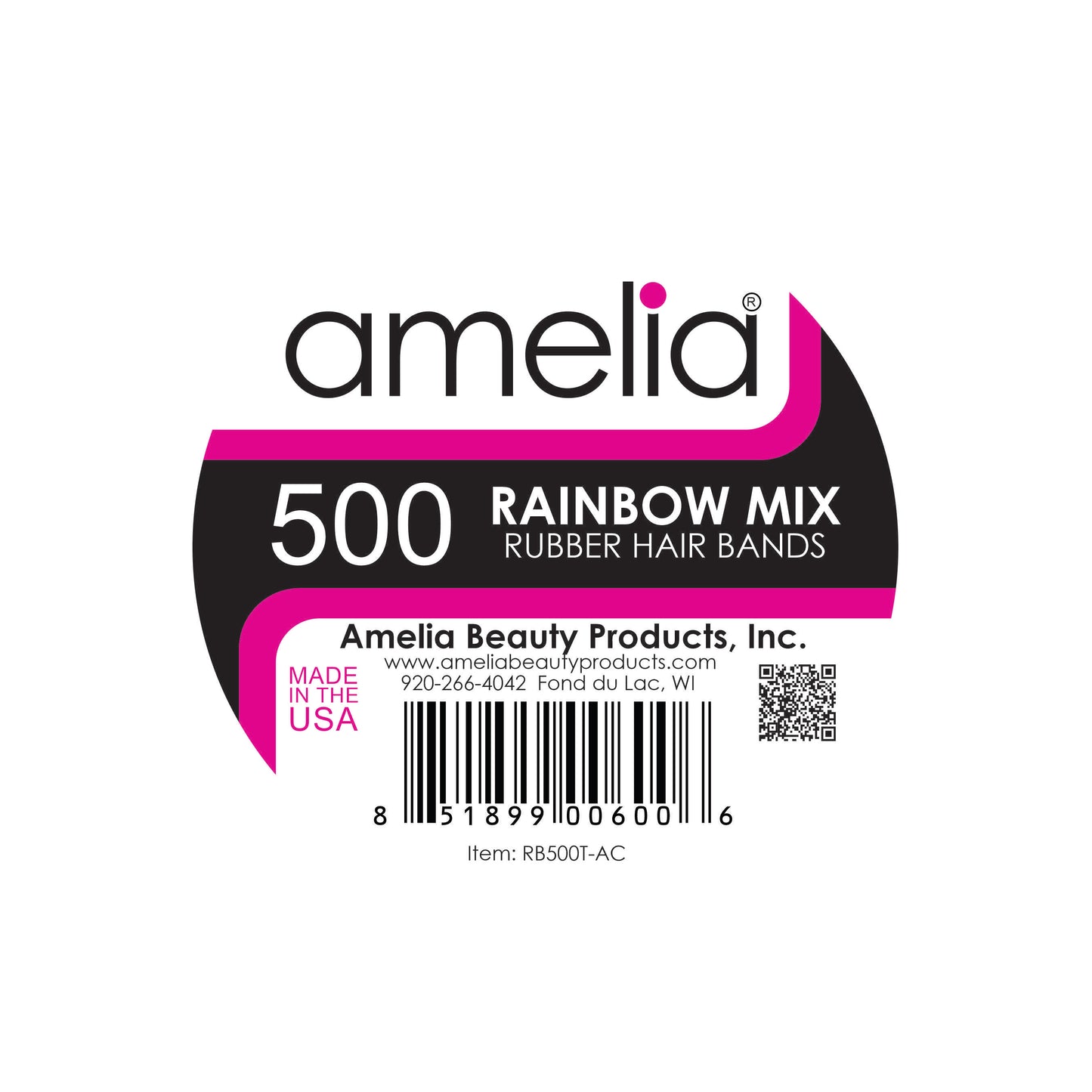 Amelia Beauty | 1/2in, Rainbow Mix, Elastic Rubber Band Pony Tail Holders | Made in USA, Ideal for Ponytails, Braids, Twists, Dreadlocks, Styling Accessories for Women, Men and Girls | 500 Pack