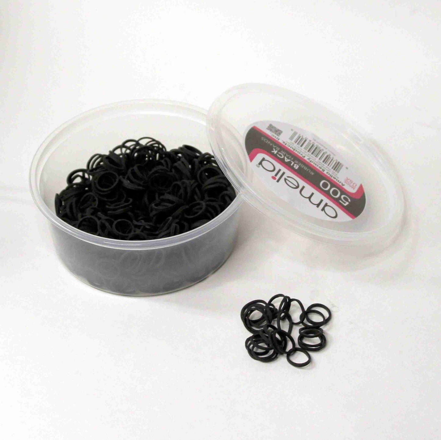 Amelia Beauty | 1/2in, Black, Elastic Rubber Band Pony Tail Holders | Made in USA, Ideal for Ponytails, Braids, Twists, Dreadlocks, Styling Accessories for Women, Men and Girls | 500 Pack