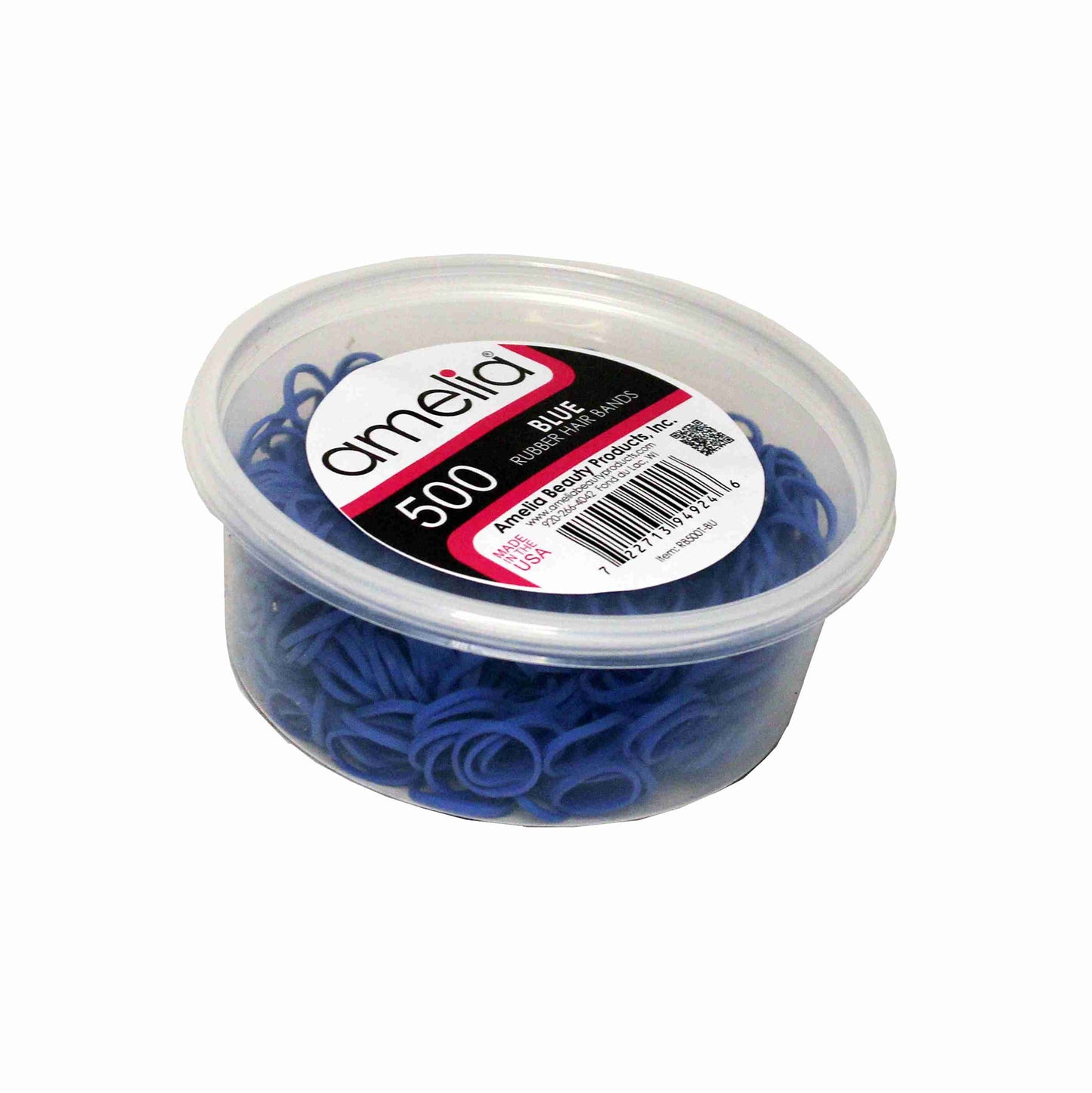 Amelia Beauty | 1/2in, Blue, Elastic Rubber Band Pony Tail Holders | Made in USA, Ideal for Ponytails, Braids, Twists, Dreadlocks, Styling Accessories for Women, Men and Girls | 500 Pack