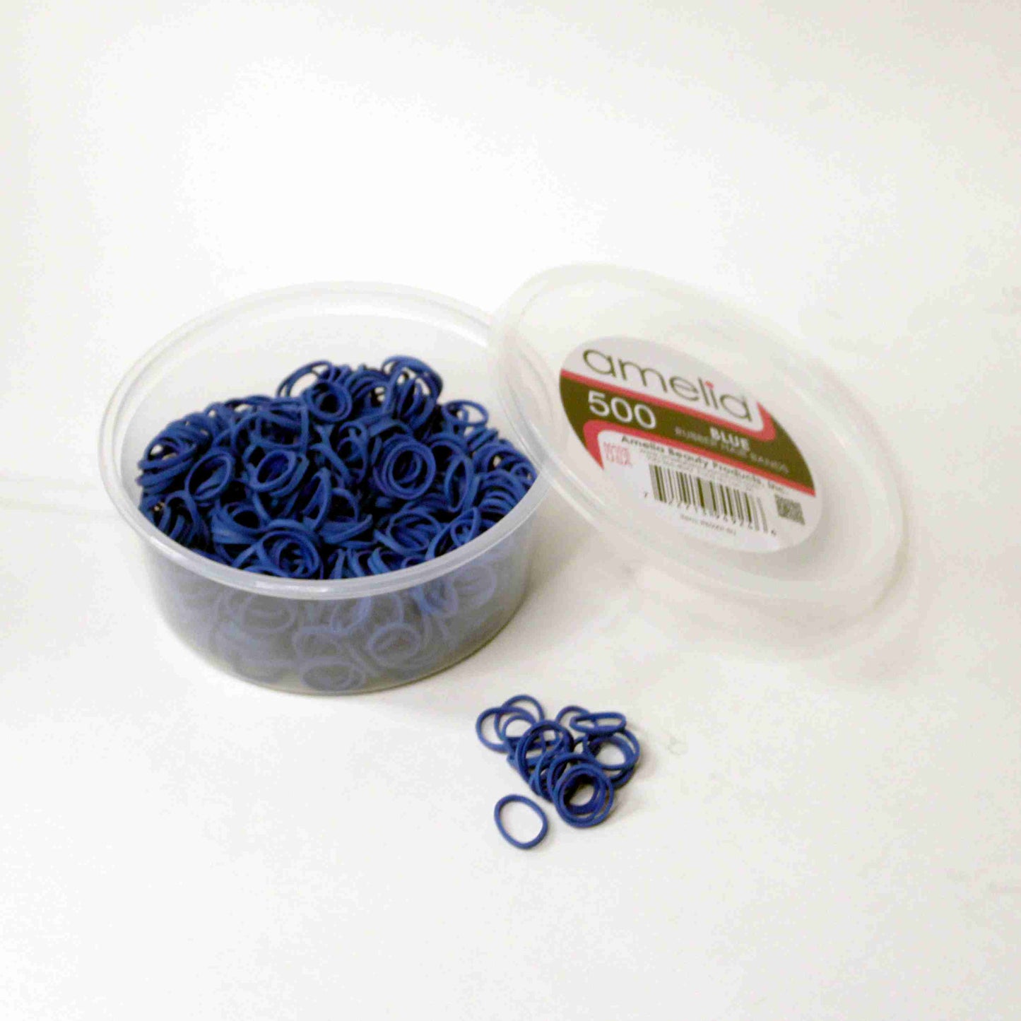 Amelia Beauty | 1/2in, Blue, Elastic Rubber Band Pony Tail Holders | Made in USA, Ideal for Ponytails, Braids, Twists, Dreadlocks, Styling Accessories for Women, Men and Girls | 500 Pack