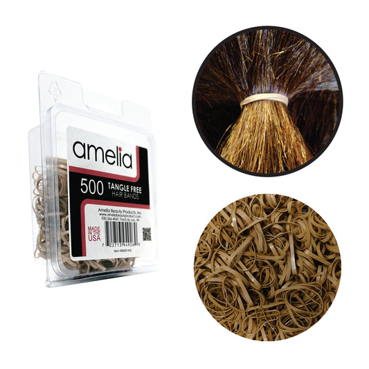 Amelia Beauty | 1/2in, Khaki, Tangle Free Elastic Pony Tail Holders | Made in USA, Ideal for Ponytails, Braids, Twists. For Women, Girls. Pain Free, Snag Free, Easy Off | 500 Pack