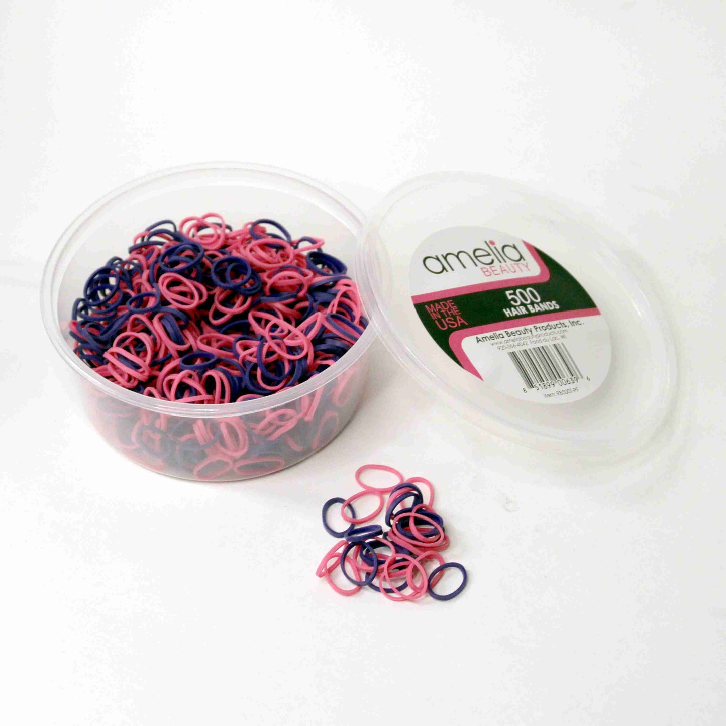 Amelia Beauty | 1/2in, Purple and Fuchsia Mix, Elastic Rubber Band Pony Tail Holders | Made in USA, Ideal for Ponytails, Braids, Twists, Dreadlocks, Styling Accessories for Women, Men and Girls | 500 Pack