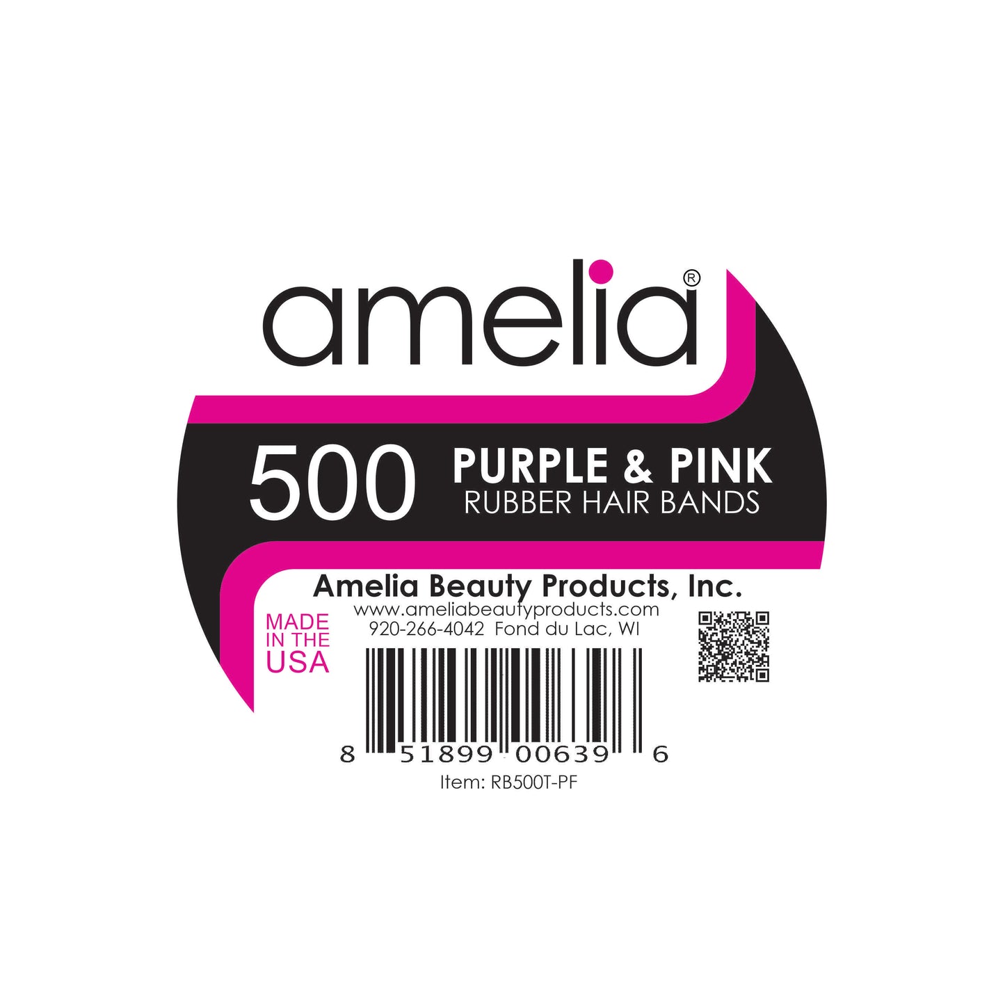 Amelia Beauty | 1/2in, Purple and Fuchsia Mix, Elastic Rubber Band Pony Tail Holders | Made in USA, Ideal for Ponytails, Braids, Twists, Dreadlocks, Styling Accessories for Women, Men and Girls | 500 Pack