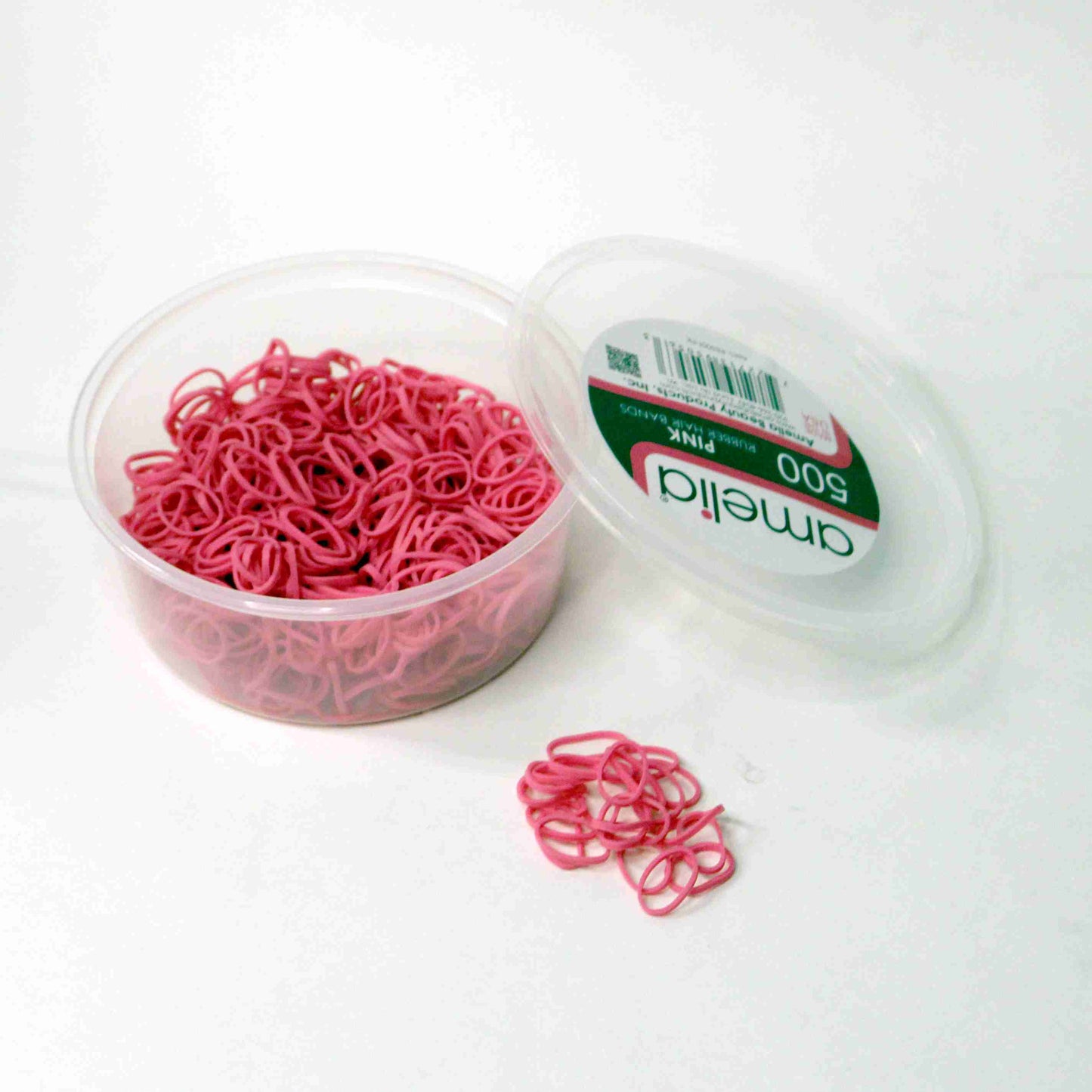 Amelia Beauty | 1/2in, Pink, Elastic Rubber Band Pony Tail Holders | Made in USA, Ideal for Ponytails, Braids, Twists, Dreadlocks, Styling Accessories for Women, Men and Girls | 500 Pack