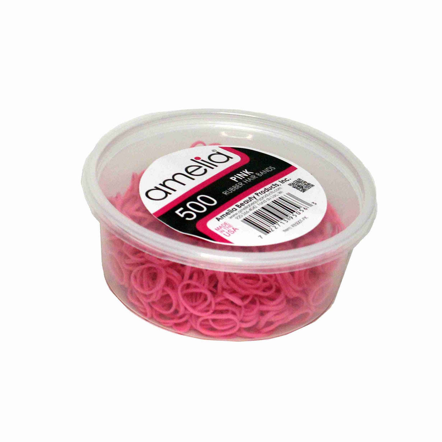 Amelia Beauty | 1/2in, Pink, Elastic Rubber Band Pony Tail Holders | Made in USA, Ideal for Ponytails, Braids, Twists, Dreadlocks, Styling Accessories for Women, Men and Girls | 500 Pack