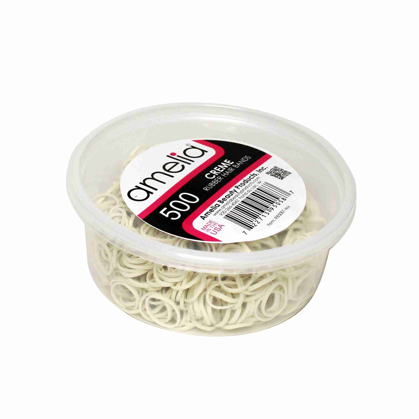 Amelia Beauty | 1/2in, Creme, Elastic Rubber Band Pony Tail Holders | Made in USA, Ideal for Ponytails, Braids, Twists, Dreadlocks, Styling Accessories for Women, Men and Girls | 500 Pack