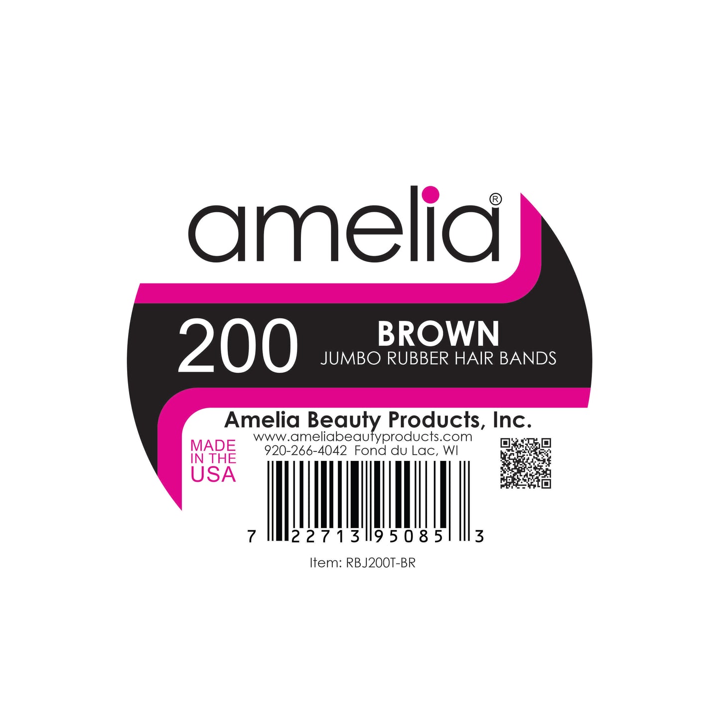 200 Jumbo 1" Brown Rubber Bands for Hair | Extra Strong Ponytail Holders for Braids, Buns & Thick Hair | Made in USA | 200 Count Bulk Pack