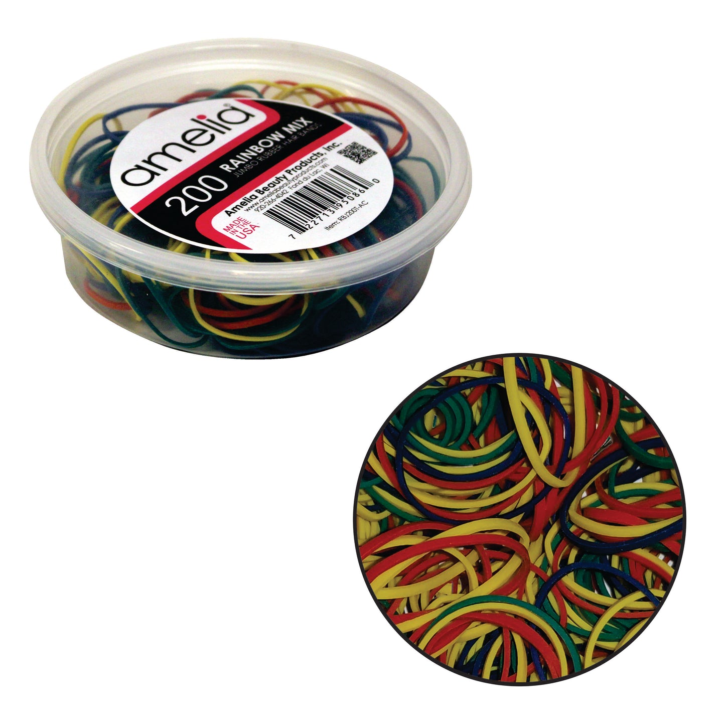 200 Jumbo 1" Rainbow Mix Rubber Bands for Hair | Extra Strong Ponytail Holders for Braids, Buns & Thick Hair | Made in USA | 200 Count Bulk Pack