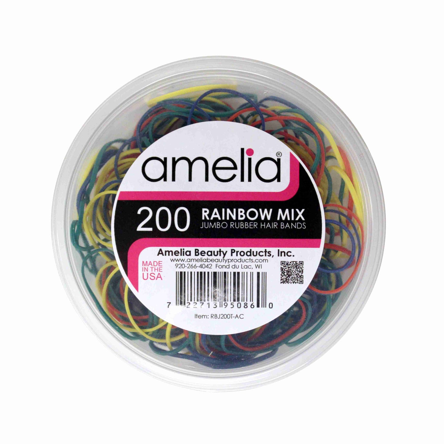 200 Jumbo 1" Rainbow Mix Rubber Bands for Hair | Extra Strong Ponytail Holders for Braids, Buns & Thick Hair | Made in USA | 200 Count Bulk Pack
