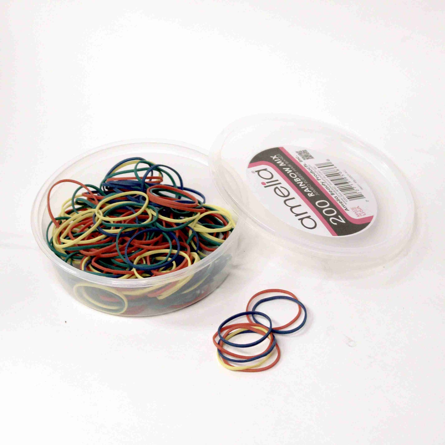 200 Jumbo 1" Rainbow Mix Rubber Bands for Hair | Extra Strong Ponytail Holders for Braids, Buns & Thick Hair | Made in USA | 200 Count Bulk Pack