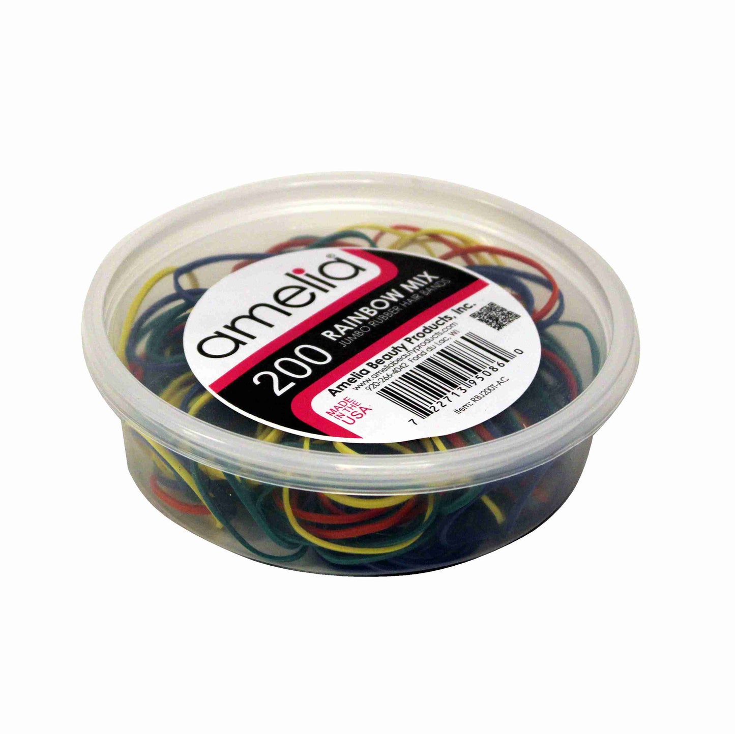 200 Jumbo 1" Rainbow Mix Rubber Bands for Hair | Extra Strong Ponytail Holders for Braids, Buns & Thick Hair | Made in USA | 200 Count Bulk Pack