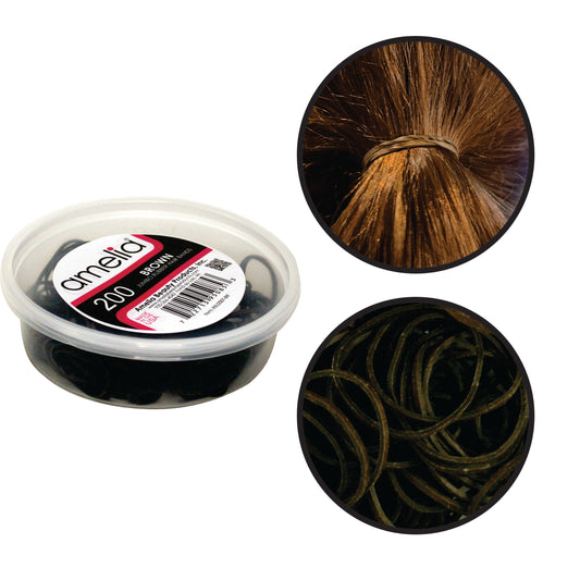 200 Jumbo 1" Brown Rubber Bands for Hair | Extra Strong Ponytail Holders for Braids, Buns & Thick Hair | Made in USA | 200 Count Bulk Pack