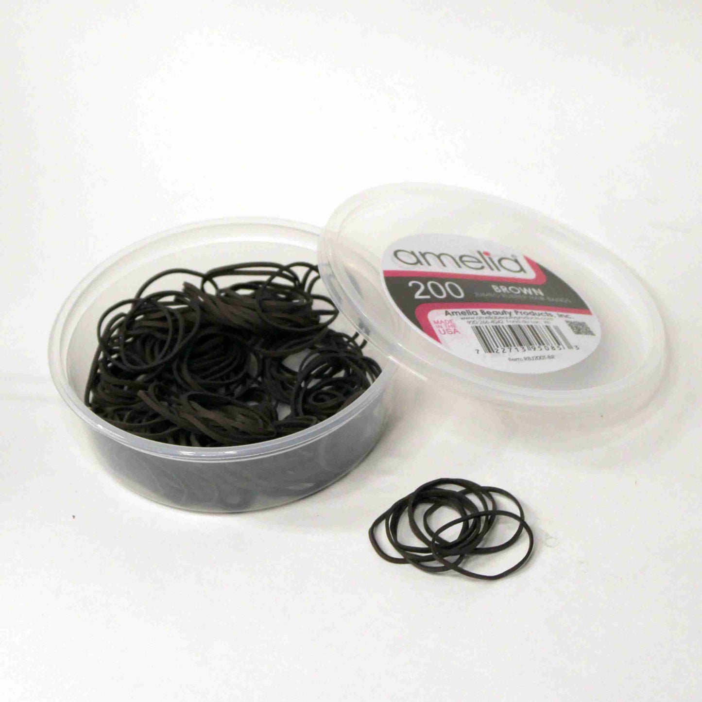 200 Jumbo 1" Brown Rubber Bands for Hair | Extra Strong Ponytail Holders for Braids, Buns & Thick Hair | Made in USA | 200 Count Bulk Pack