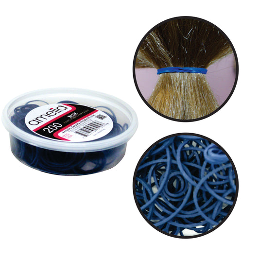 200 Jumbo 1" Blue Rubber Bands for Hair | Extra Strong Ponytail Holders for Braids, Buns & Thick Hair | Made in USA | 200 Count Bulk Pack