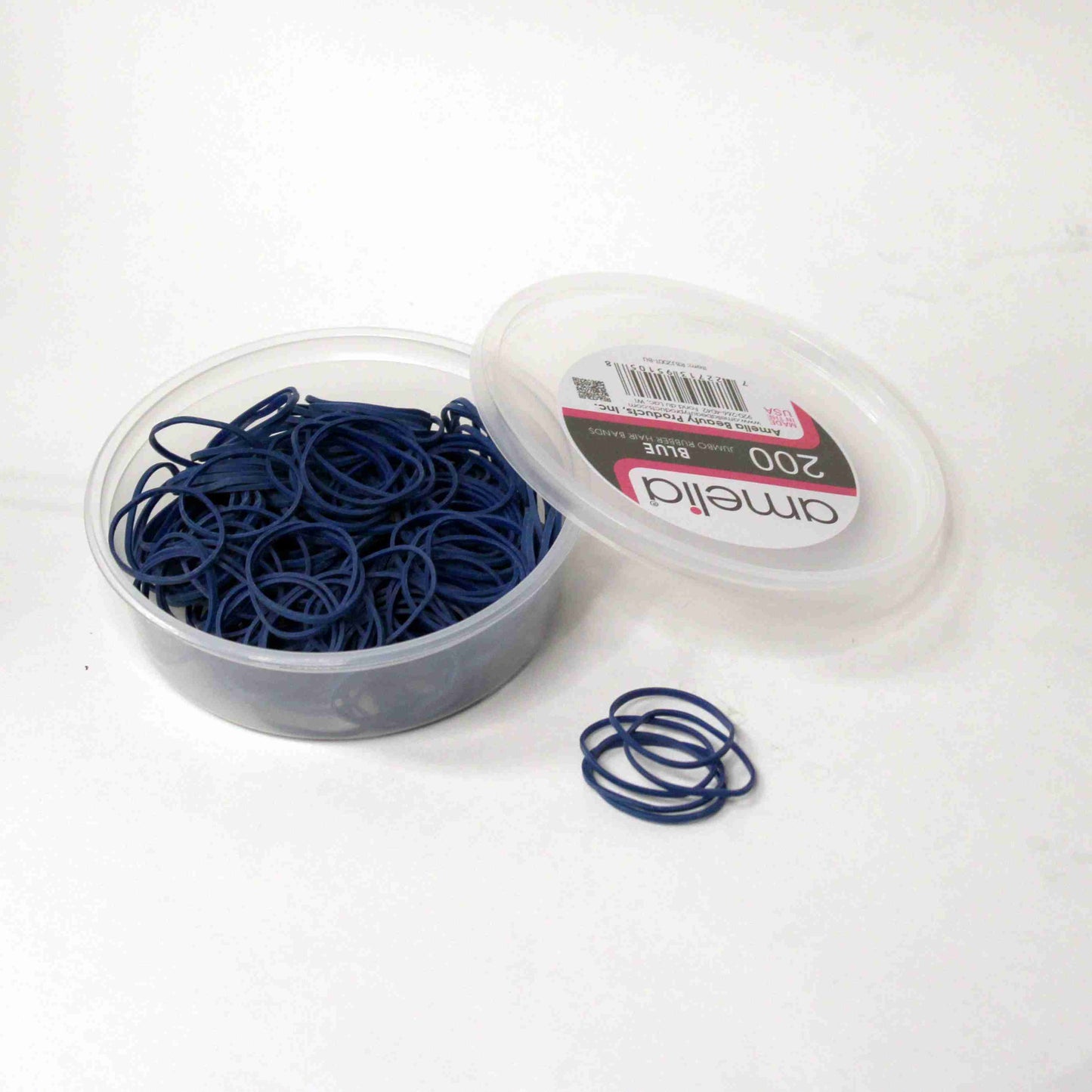 200 Jumbo 1" Blue Rubber Bands for Hair | Extra Strong Ponytail Holders for Braids, Buns & Thick Hair | Made in USA | 200 Count Bulk Pack