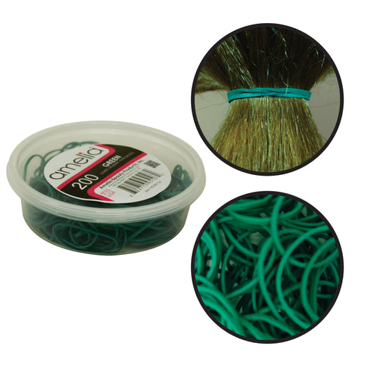 200 Jumbo 1" Green Rubber Bands for Hair | Extra Strong Ponytail Holders for Braids, Buns & Thick Hair | Made in USA | 200 Count Bulk Pack