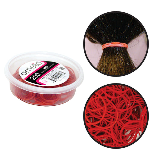 200 Jumbo 1" Red Rubber Bands for Hair | Extra Strong Ponytail Holders for Braids, Buns & Thick Hair | Made in USA | 200 Count Bulk Pack