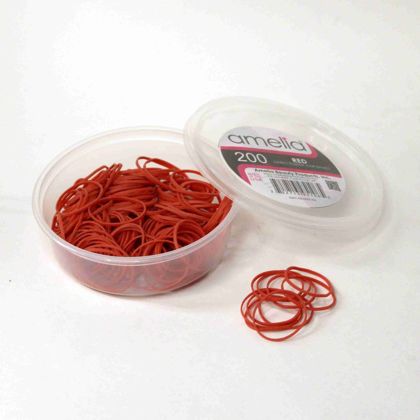 200 Jumbo 1" Red Rubber Bands for Hair | Extra Strong Ponytail Holders for Braids, Buns & Thick Hair | Made in USA | 200 Count Bulk Pack