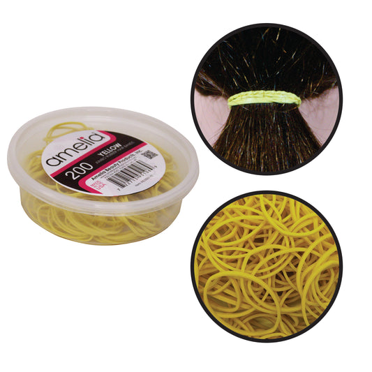200 Jumbo 1" Yellow Rubber Bands for Hair | Extra Strong Ponytail Holders for Braids, Buns & Thick Hair | Made in USA | 200 Count Bulk Pack