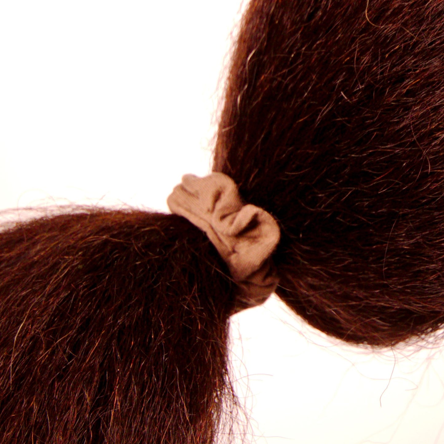 Amelia Beauty, Brown Jersey Scrunchies, 2.25in Diameter, Gentle on Hair, Strong Hold, No Snag, No Dents or Creases. 12 Pack