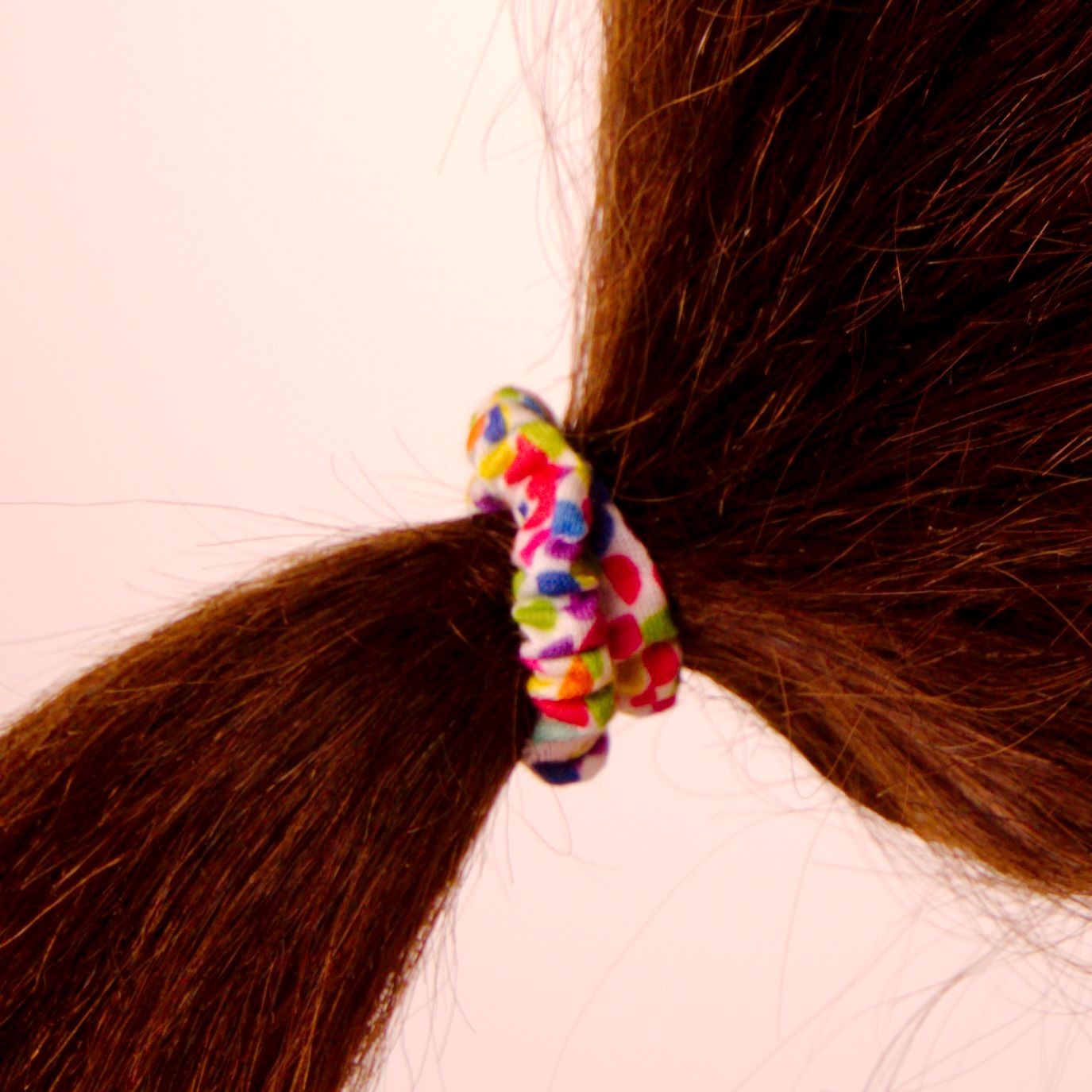 Amelia Beauty, Rainbow Dots Skinny Jersey Scrunchies, 2.125in Diameter, Gentle on Hair, Strong Hold, No Snag, No Dents or Creases. 12 Pack