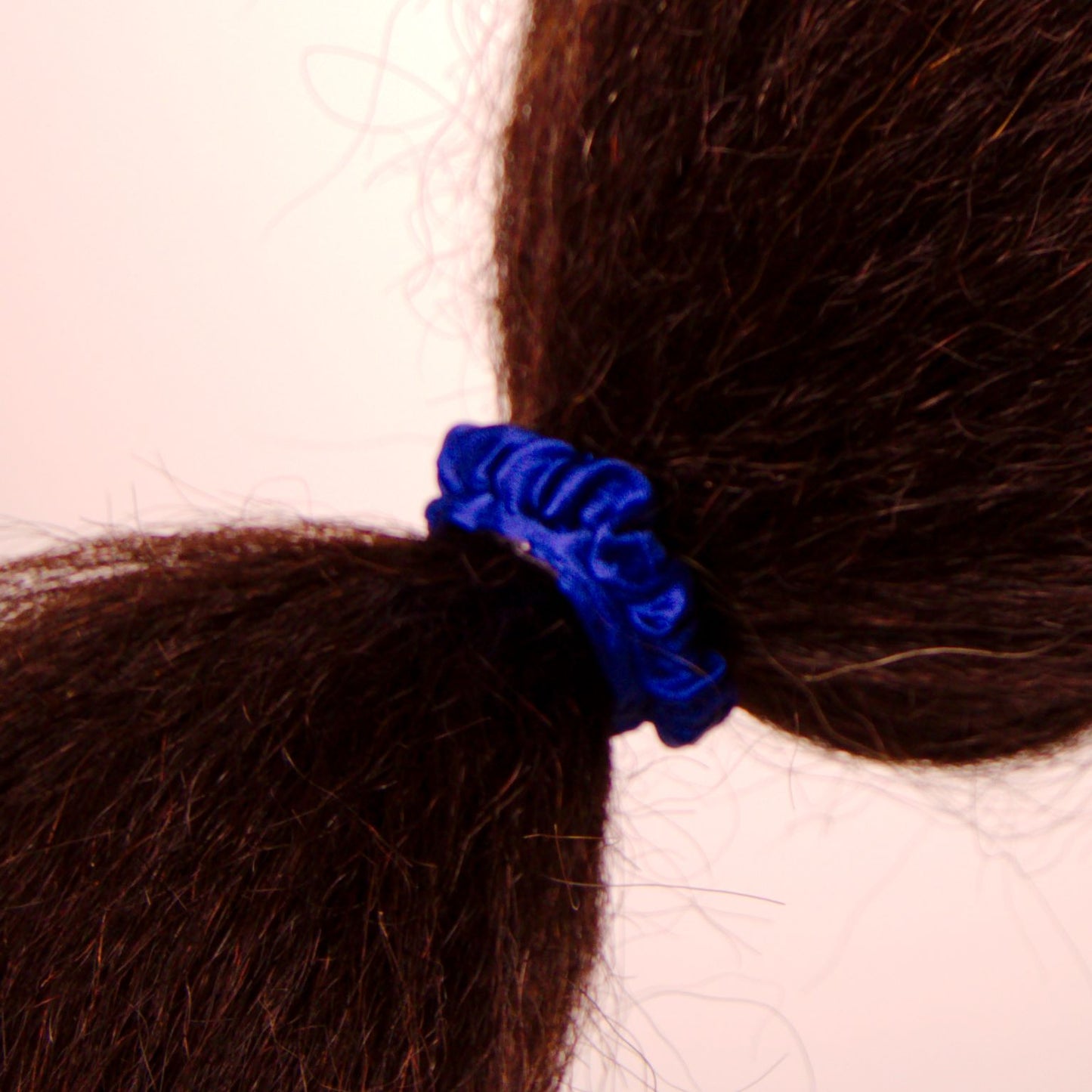 Amelia Beauty, Blue Skinny Satin Scrunchies, 2in Diameter, Gentle and Strong Hold, No Snag, No Dents or Creases. 12 Pack