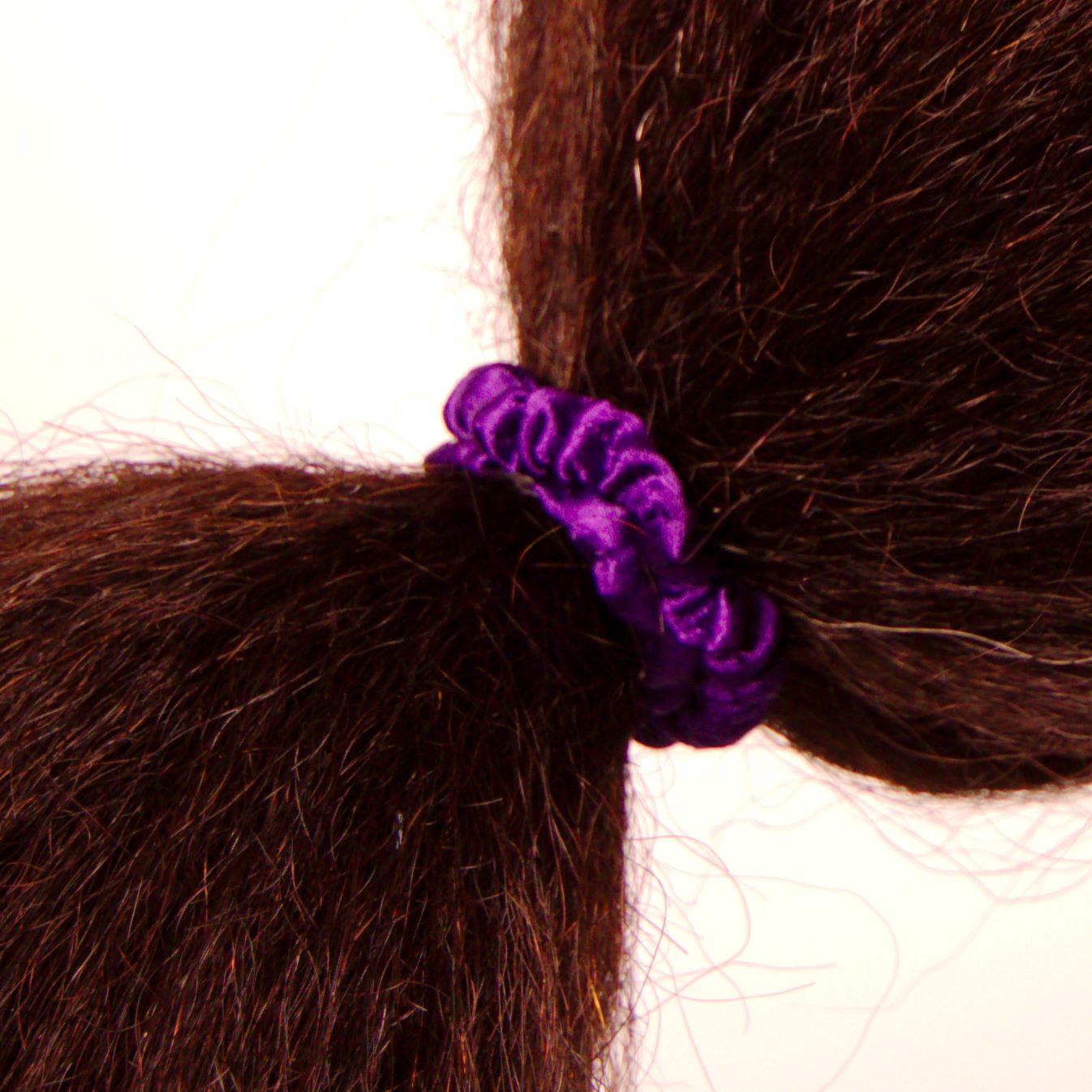Amelia Beauty, Purple Skinny Satin Scrunchies, 2in Diameter, Gentle and Strong Hold, No Snag, No Dents or Creases. 12 Pack