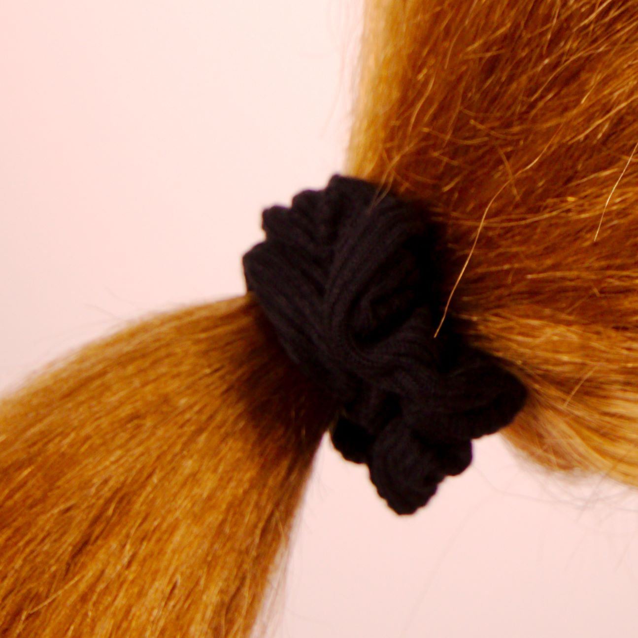 Amelia Beauty, Medium Black Ribbed Scrunchies, 2.5in Diameter, Gentle on Hair, Strong Hold, No Snag, No Dents or Creases. 10 Pack