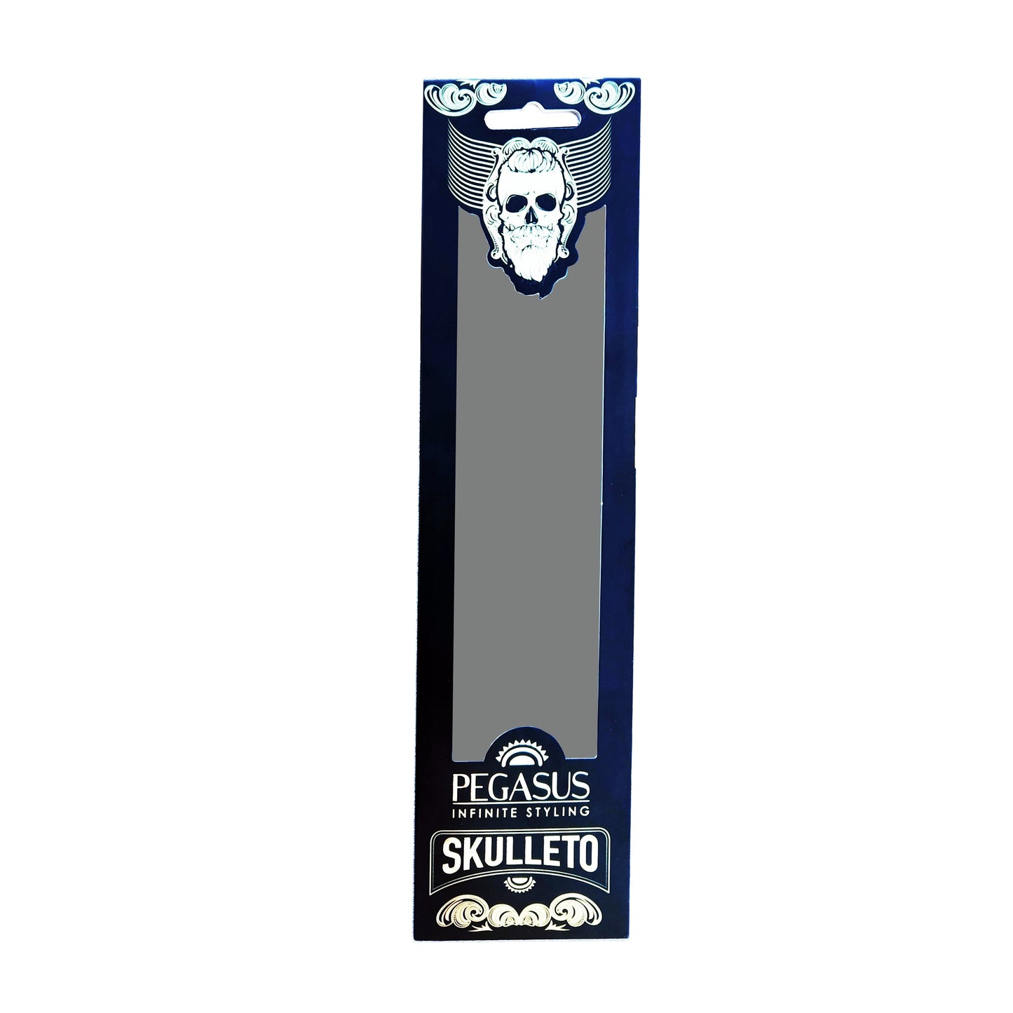 Pegasus Skulleto 516A, 8in Hard Rubber Fine Tooth Klipper Comb, Handmade, Seamless, Smooth Edges, Anti Static, Heat and Chemically Resistant Comb | Peines de goma dura - Silver