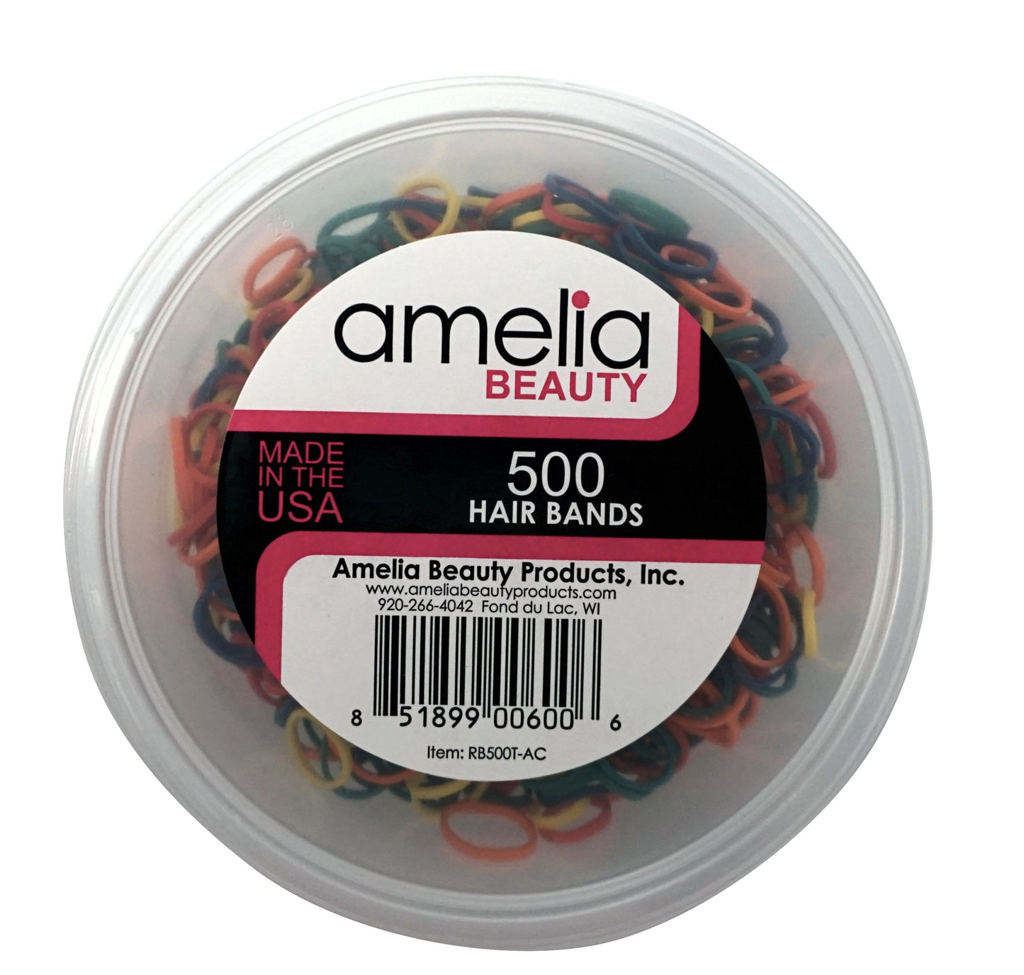 Amelia Beauty | 1/2in, Rainbow Mix, Elastic Rubber Band Pony Tail Holders | Made in USA, Ideal for Ponytails, Braids, Twists, Dreadlocks, Styling Accessories for Women, Men and Girls | 500 Pack