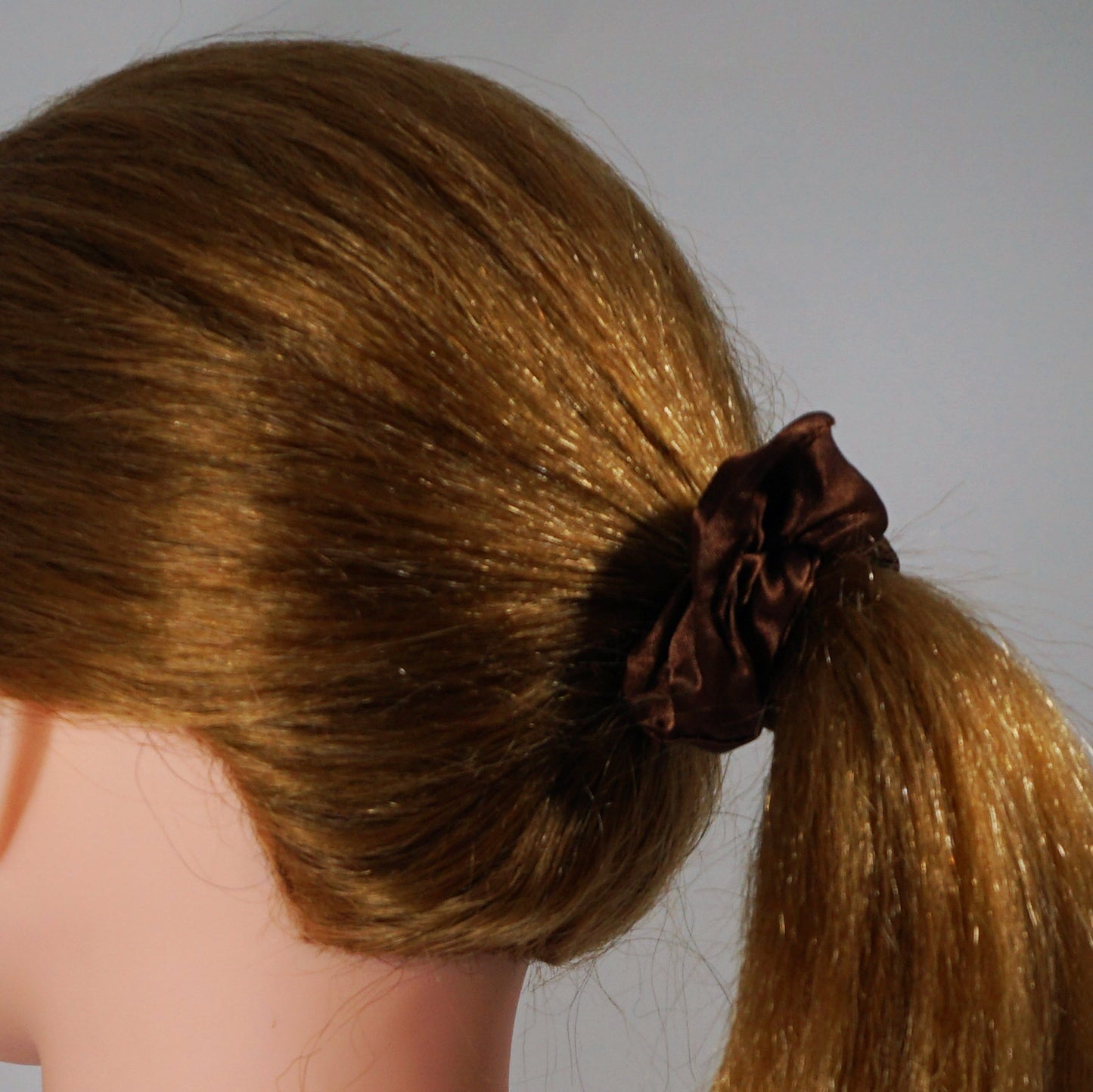 Amelia Beauty Products, Brown Satin Scrunchies, 3.5in Diameter, Gentle on Hair, Strong Hold, No Snag, No Dents or Creases. 8 Pack