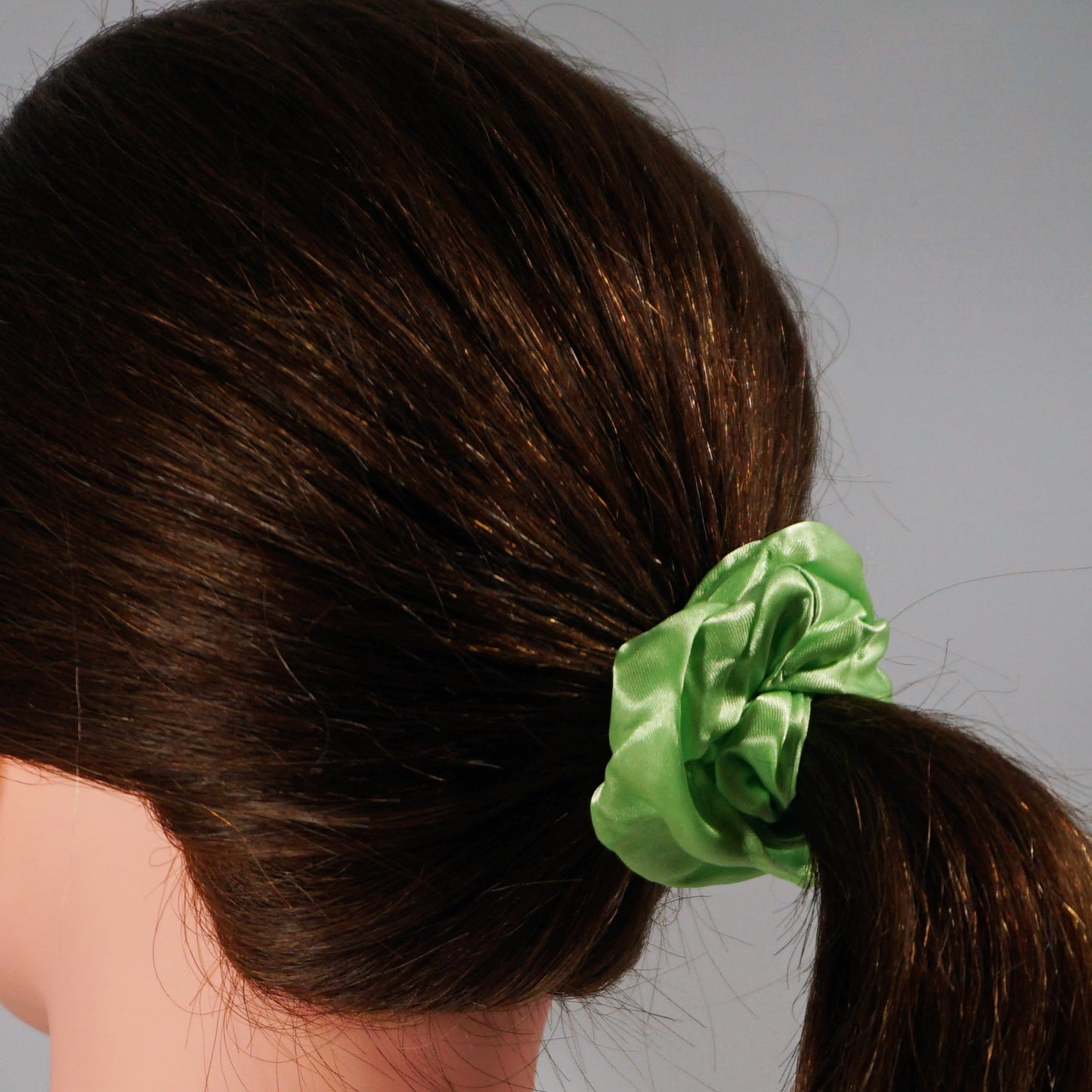 Amelia Beauty Products, Lime Satin Scrunchies, 3.5in Diameter, Gentle on Hair, Strong Hold, No Snag, No Dents or Creases. 8 Pack