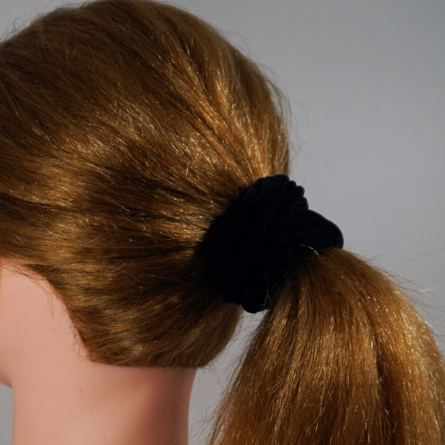Amelia Beauty, Black Velvet Scrunchies, 3.5in Diameter, Gentle on Hair, Strong Hold, No Snag, No Dents or Creases. 8 Pack
