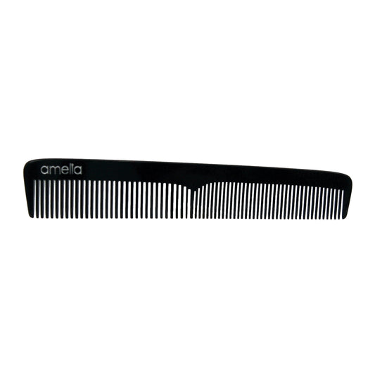 Amelia Beauty Cellulose Acetate 7in Styling Comb, Handmade, Smooth Edges, Eco-Friendly Plant Based Material, Fine and Course Teeth - Black Color