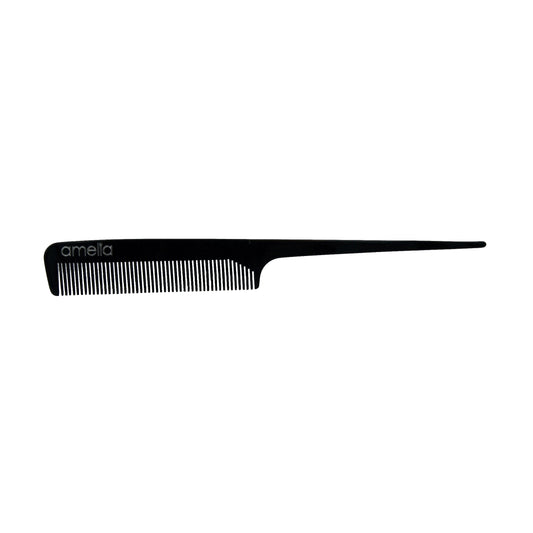 Amelia Beauty Cellulose Acetate 8in Handle Comb, Handmade, Smooth Edges, Eco-Friendly Plant Based Material, Course Tooth - Black Color