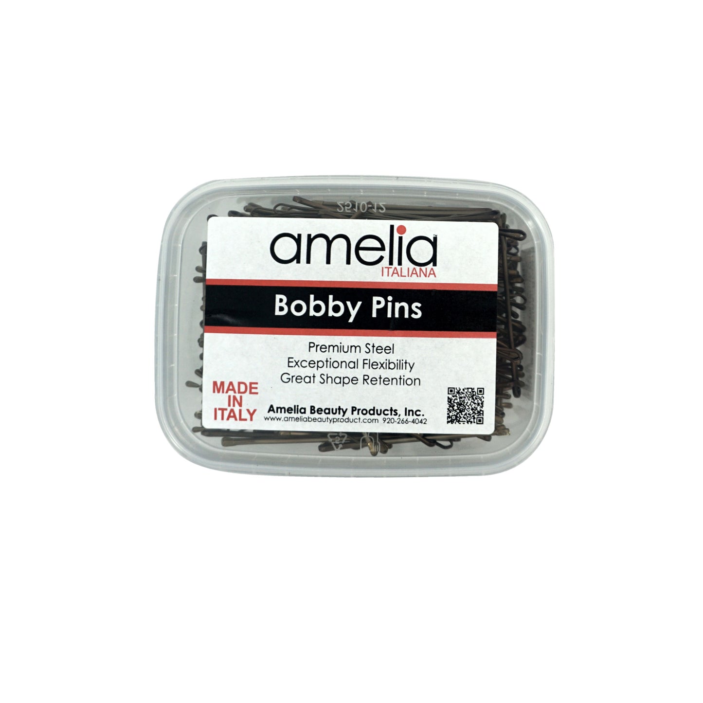 280, Brown, 2.4in (6.0cm), Italian Made Flat Bobby Pins, Recloseable Stay Clean and Organized Container