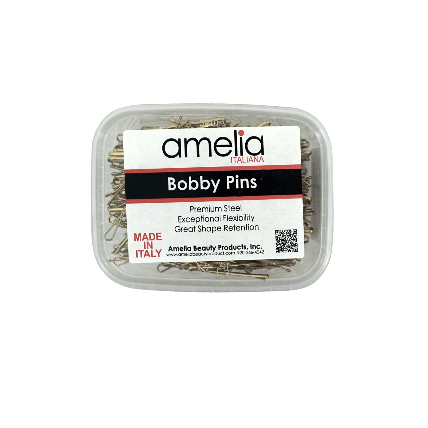 280, Brassed Color, 2.4in (6.0cm), Italian Made Bobby Pins, Recloseable Stay Clean and Organized Container