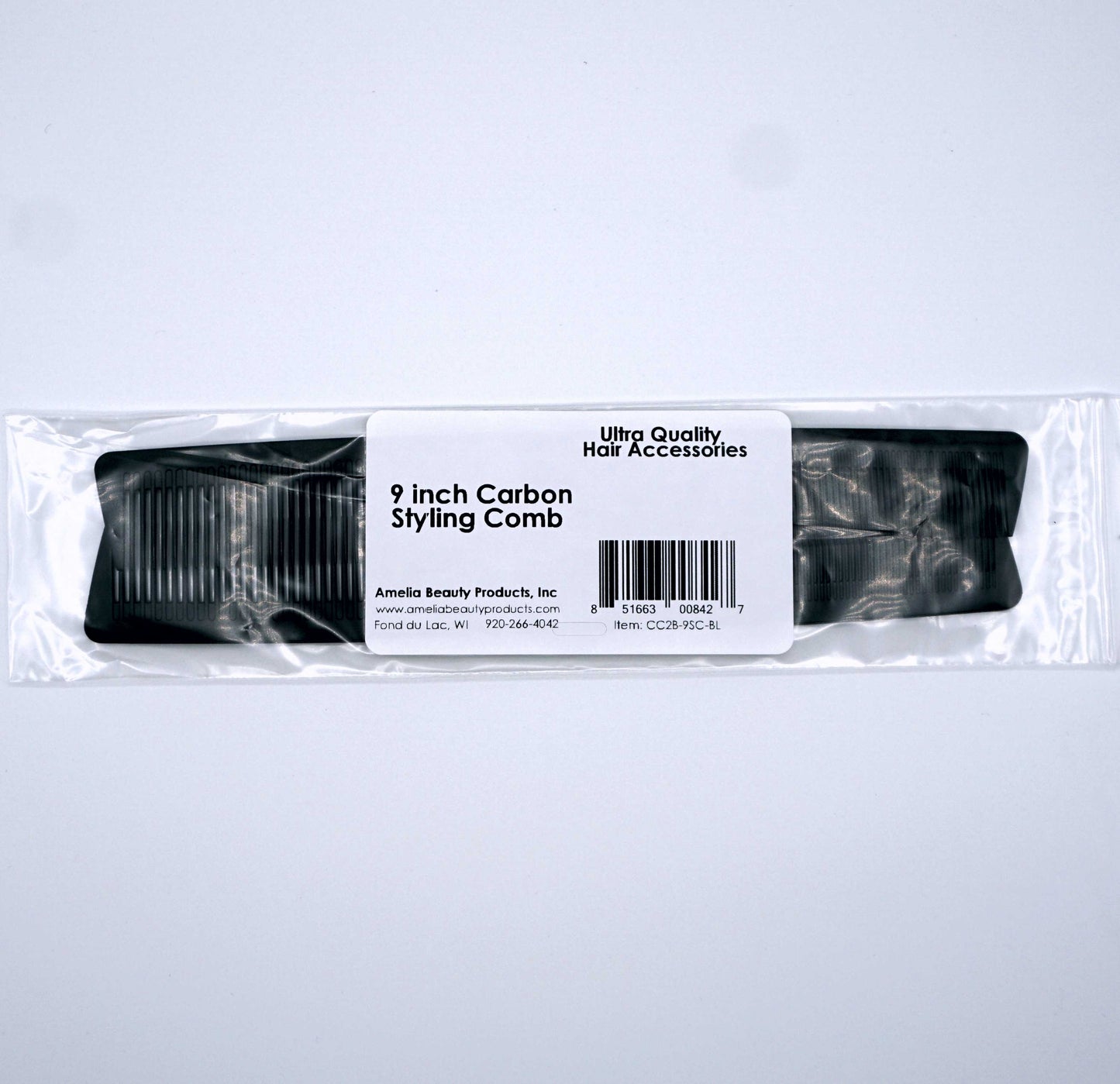 9in Carbon Styling Comb - CLOSEOUT, LIMITED STOCK AVAILABLE