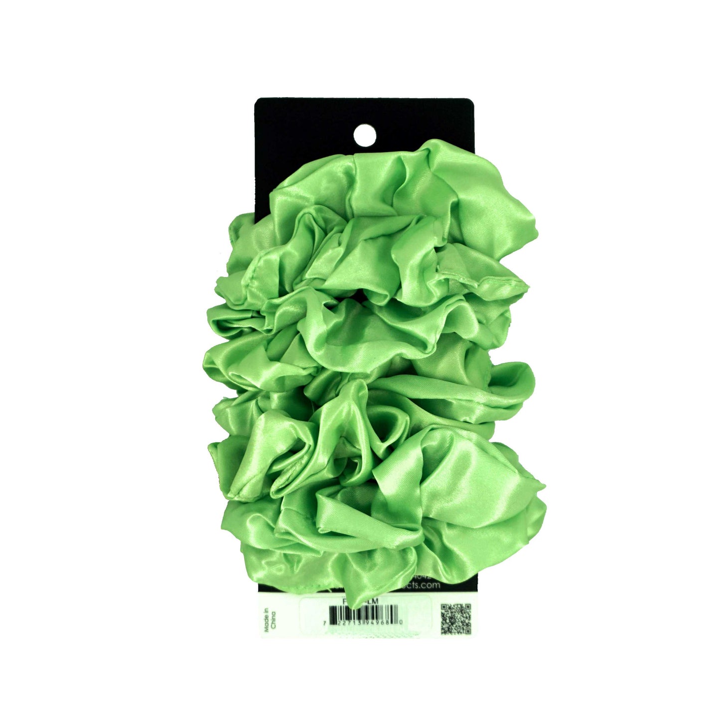 Amelia Beauty Products, Lime Satin Scrunchies, 3.5in Diameter, Gentle on Hair, Strong Hold, No Snag, No Dents or Creases. 8 Pack