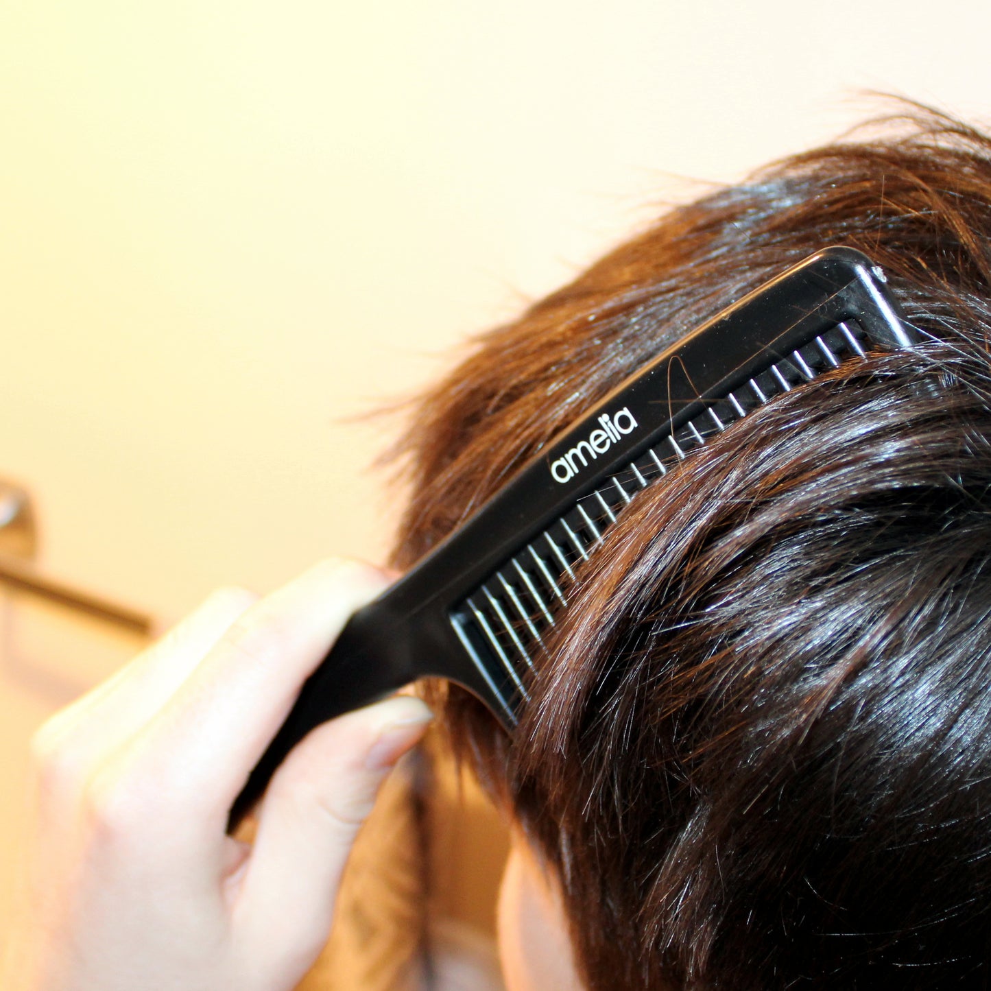 Amelia Beauty, 8.5in Black Plastic Handle Comb, Made in USA, Professional Grade Hair Comb, For Combing Out Long Thick Hair, Wet or Dry, Everyday Styling Cutting Hair Styling Tool, 8.5"x1.5", 2 Pack