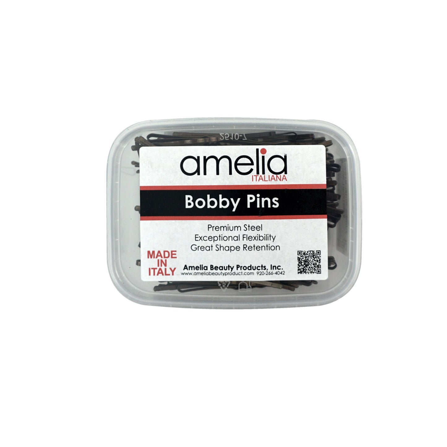 180, Brown, 2.8in (7.0cm), Italian Made Jumbo Bobby Pins, Recloseable Stay Clean and Organized Container