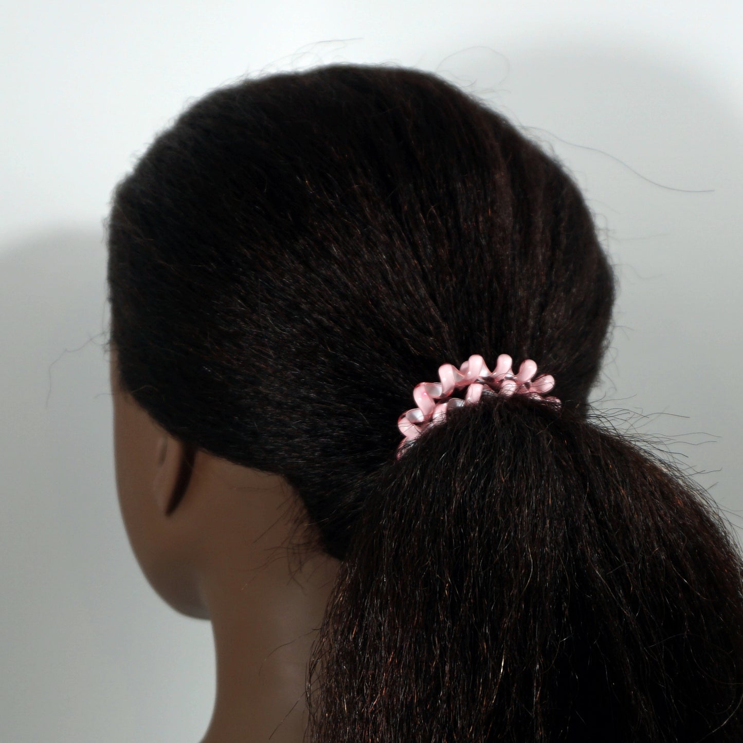 Amelia Beauty Products 8 Medium Elastic Hair Coils, 2.0in Diameter Thick Spiral Hair Ties, Gentle on Hair, Strong Hold and Minimizes Dents and Creases, Pink and White Mix
