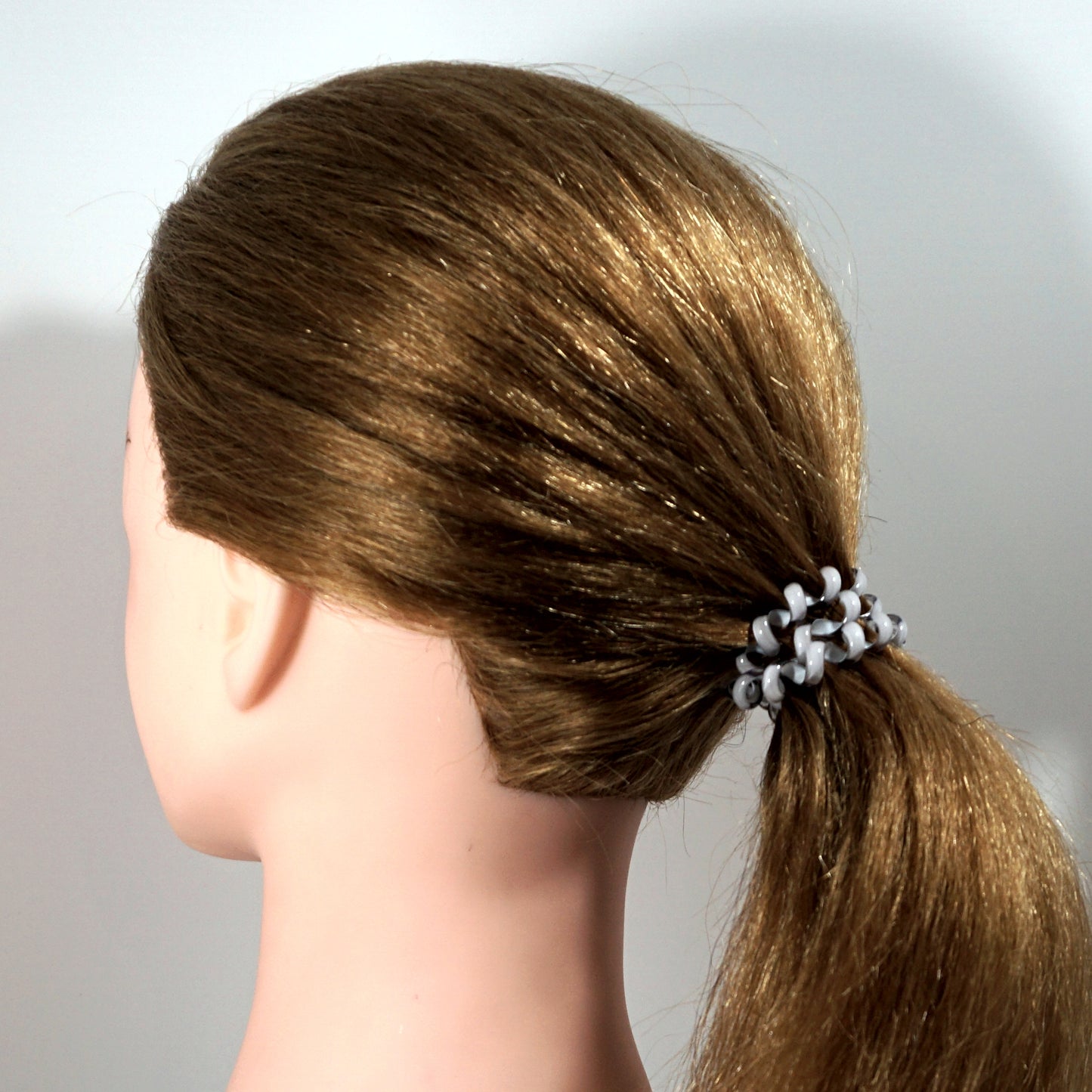 Amelia Beauty Products 8 Medium Elastic Hair Coils, 2.0in Diameter Thick Spiral Hair Ties, Gentle on Hair, Strong Hold and Minimizes Dents and Creases, Black and White Mix