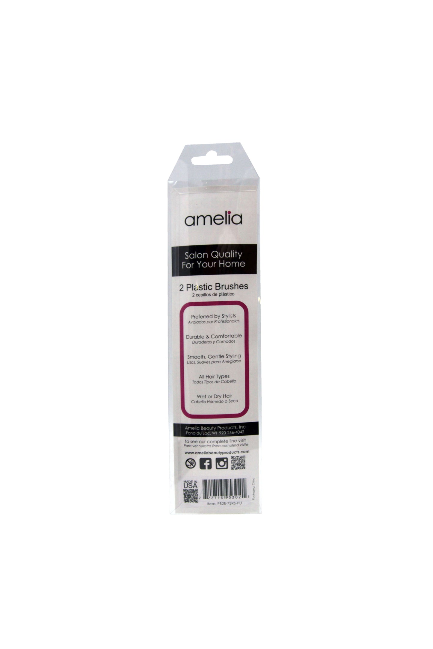 Amelia Beauty, 7in, 3 Row Styling Comb For Detangling, Tease, Defining And Separating Curls - Sky Blue