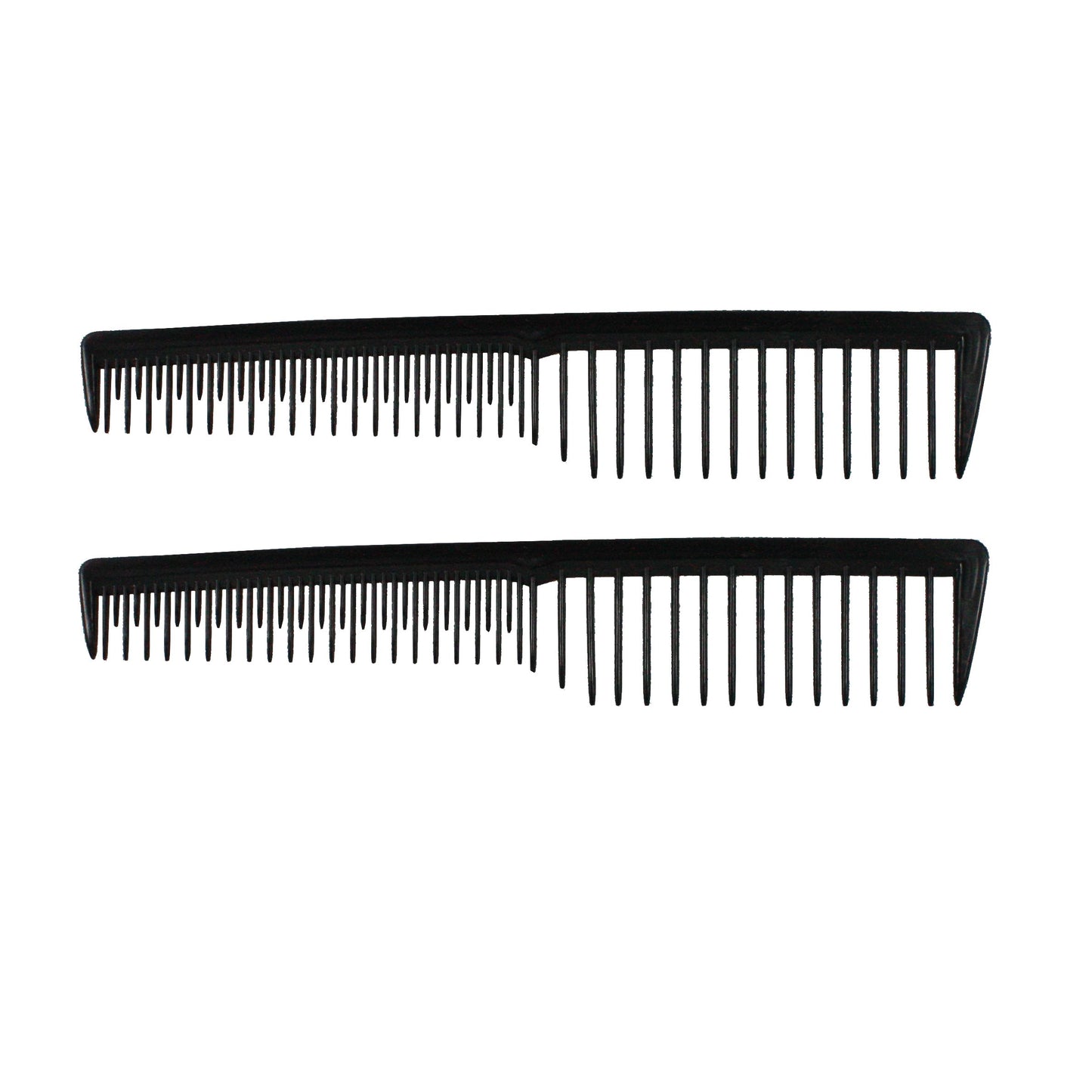 Amelia Beauty, 7in Black Plastic Wide Tooth Tease Comb, Made in USA, Professional Grade Pocket Hair Comb, Wet, Tangled Hair, Flip to Lift, Tease, Everyday Styling Cutting Hair Styling Tool, 2 Pack
