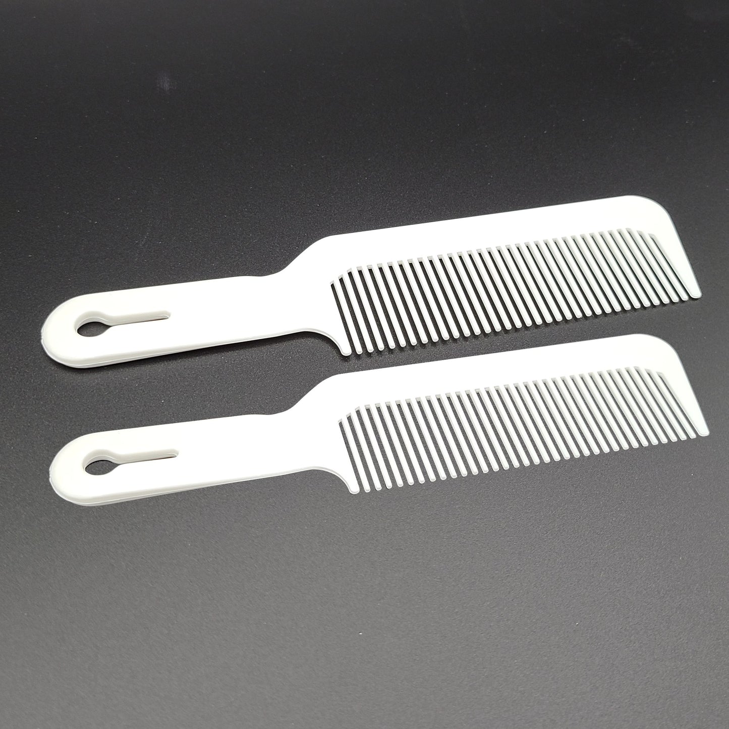 Amelia Beauty, 8.75in White Plastic Flattop Butch Comb, Made in USA, Professional Grade Hair Comb, For Clipper Cuts and Flattops, Wet or Dry, Everyday Styling Cutting Hair Styling Tool, 2 Pack