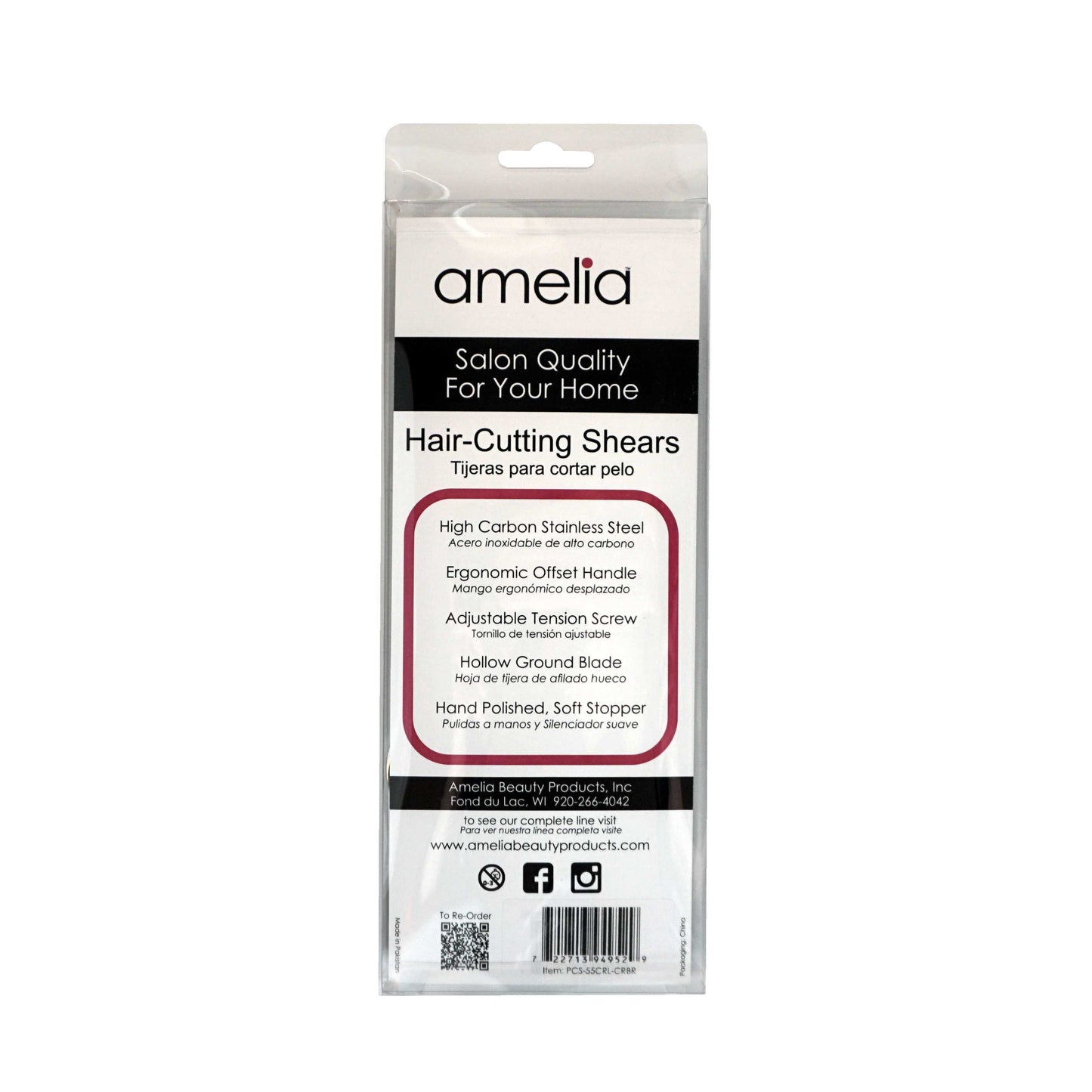 5.5" Left Handed, Stainless Steel Professional Shear, Removable Finger Rest