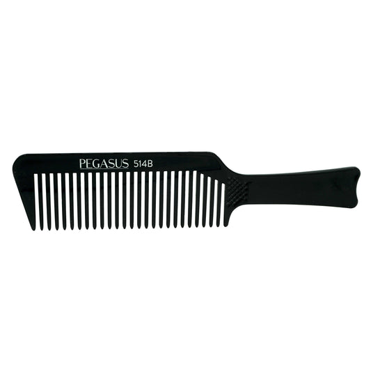 Pegasus 514B, 8.75in Hard Rubber Flattop Butch Comb, Handmade, Seamless, Smooth Edges, Anti Static, Heat and Chemically Resistant Comb | Peines de goma dura - Black