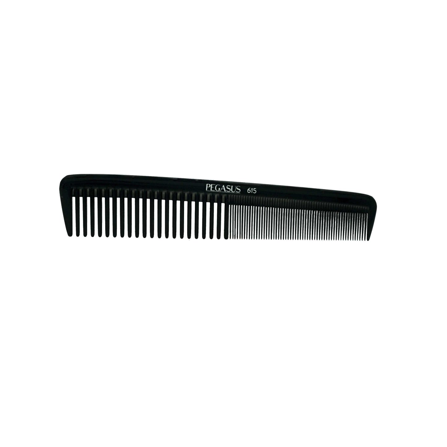Pegasus 615, 7in Hard Rubber Clipper Comb, Handmade, Seamless, Smooth Edges, Anti Static, Heat and Chemically Resistant, Portable Pocket Purse Dresser Comb | Peines de goma dura - Black